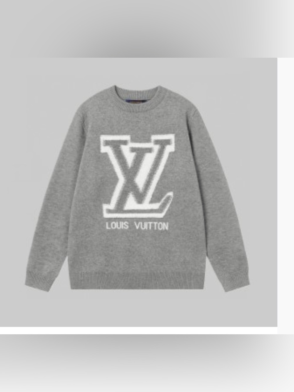 Louis Vuitton Gray Crewneck with White LV Logo